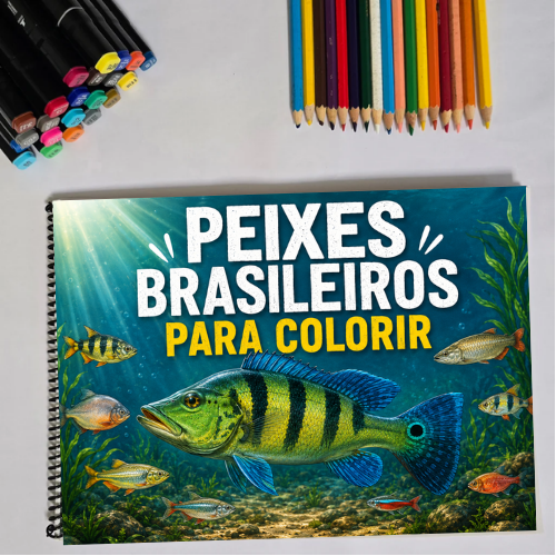 E-book 30 Peixes Brasileiros para Colorir - Mockup